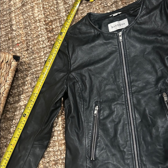 Sandova Black Lambskin Leather Moto Jacket Size Medium